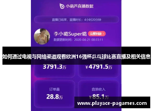 如何通过电视与网络渠道观看欧洲16强杯乒乓球比赛直播及相关信息 如何通过电视与网络渠道观看欧洲16强杯乒乓球比赛直播及相关信息